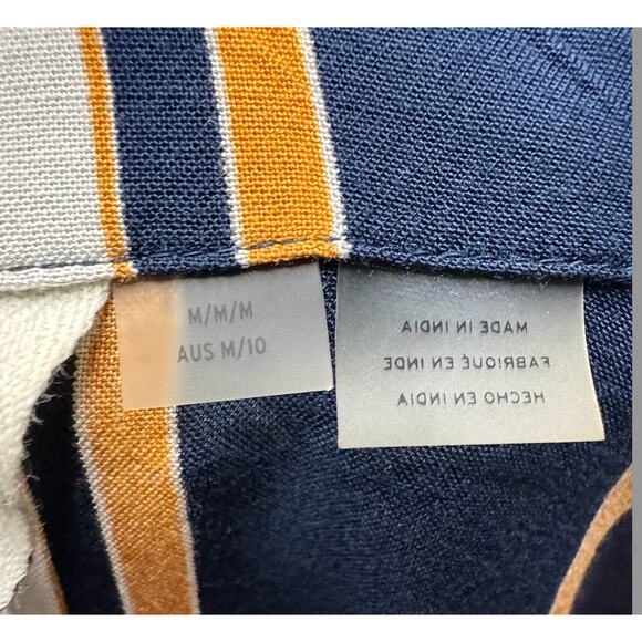 Roxy Suburbs Vibes Stripes Top Women's M Navy Yellow Button Tie Collared Button - Picture 11 of 11